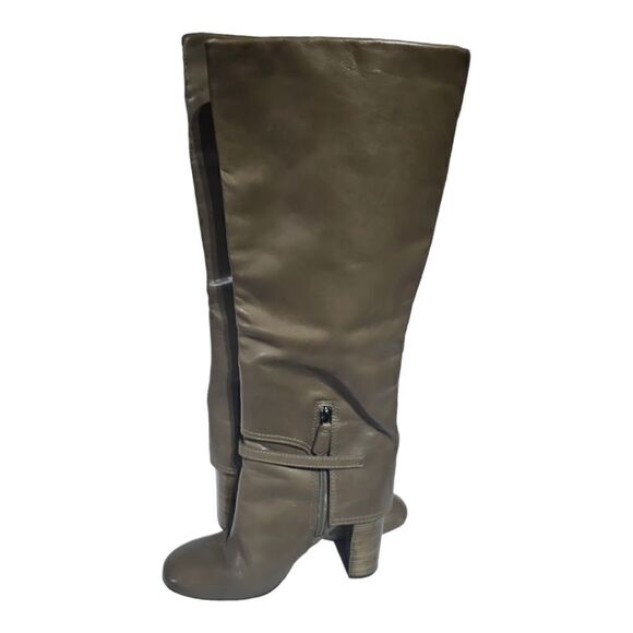 TORY BURCH Faye Olive Leather Knee High Boots - Size 6 1/2 - Picture 3 of 11